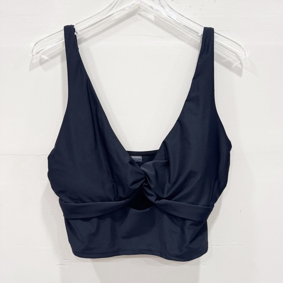 Old Navy Twist Front Tankini Swim Top Black XL Beach Vacation - Picture 1 of 6
